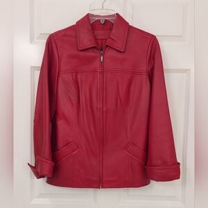 Leather Jacket By LAURA LEIGH, LTD | Size Large Women's Deep Red. Vintage.